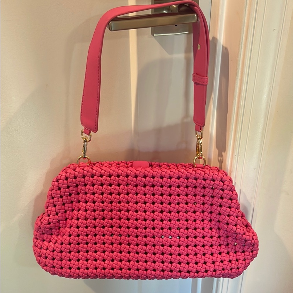 Pink Beaded Shoulder Bag with Vintage Charm